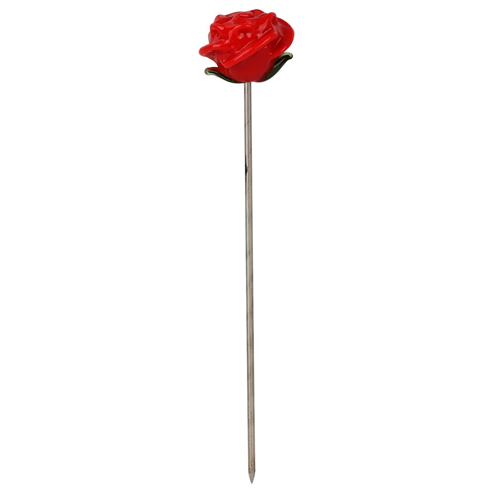 Pulsar Valentine's Hearts 'n' Roses Glass Herb Pipe Duo - 10" / 14mm F