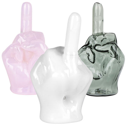 Middle Finger Glass Hand Pipe - 4.25"